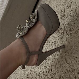 Elegant Taupe Platform Heels